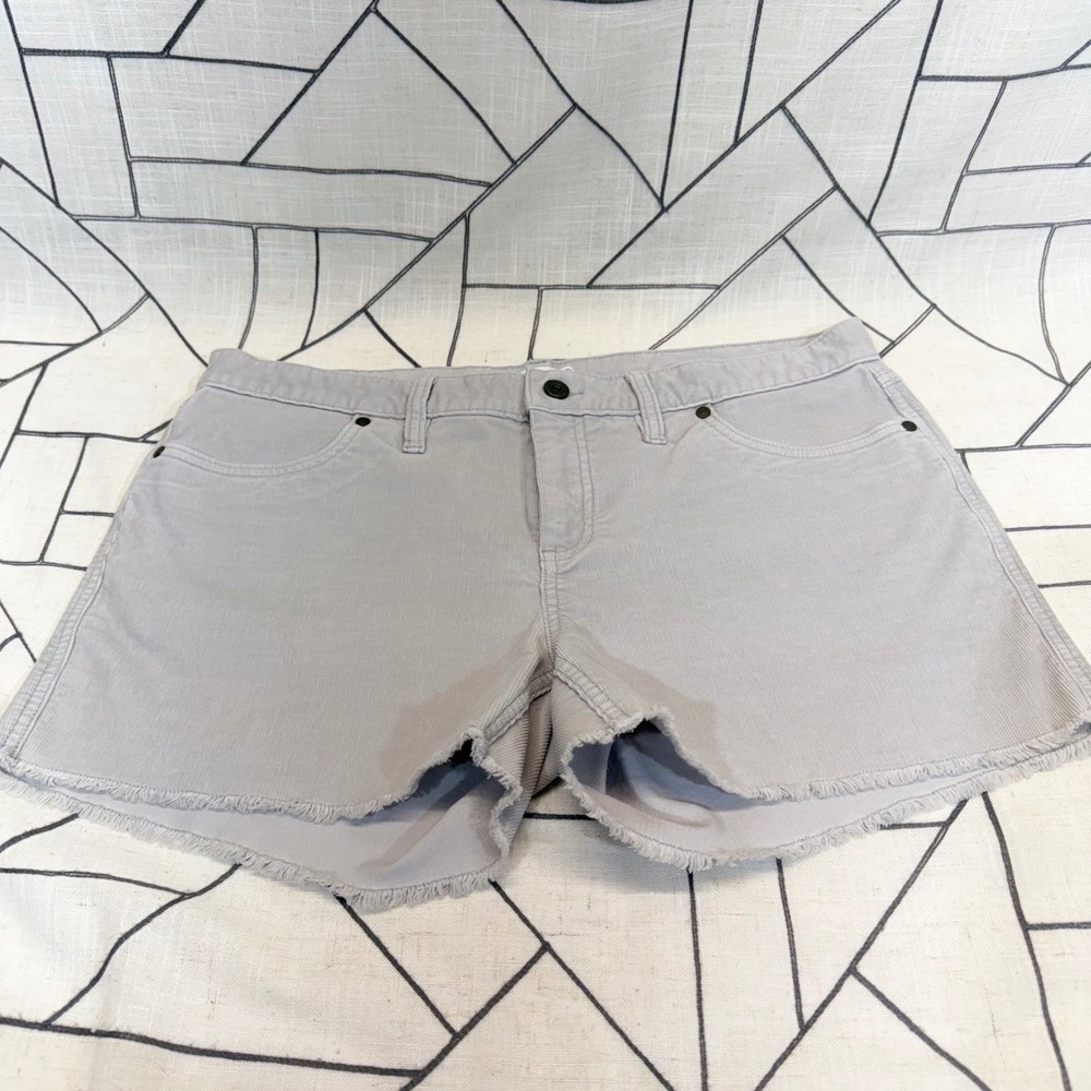 Carve Designs Corduroy Shorts 10 Gray Frayed Hem Mid Rise 5-Pocket Casual